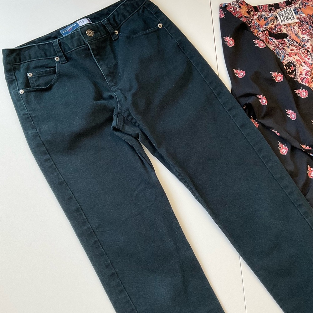 Vintage Liz Claiborne Straight Leg Black Jeans 6P - Picture 3 of 12